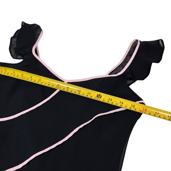 VTG Y2K Asymmetrical Midi Dress Sz.S Black Chiffon Whimsigoth Dark Fairy Event - Picture 6 of 14